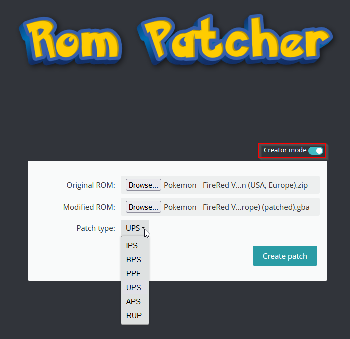 create rom patch